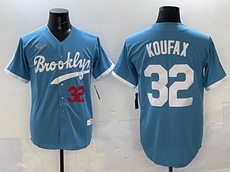 Men Los Angeles Dodgers #32 Koufax Light Blue Throwback 2025 Nike MLB Jersey style 33->los angeles dodgers->MLB Jersey